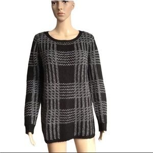 BB Dakota Black Knitted Plaid Sweater Size S